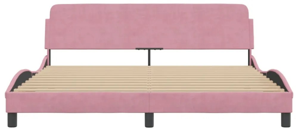 rózsaszín bársony ágykeret fejtámlával Dover 180x200 cm