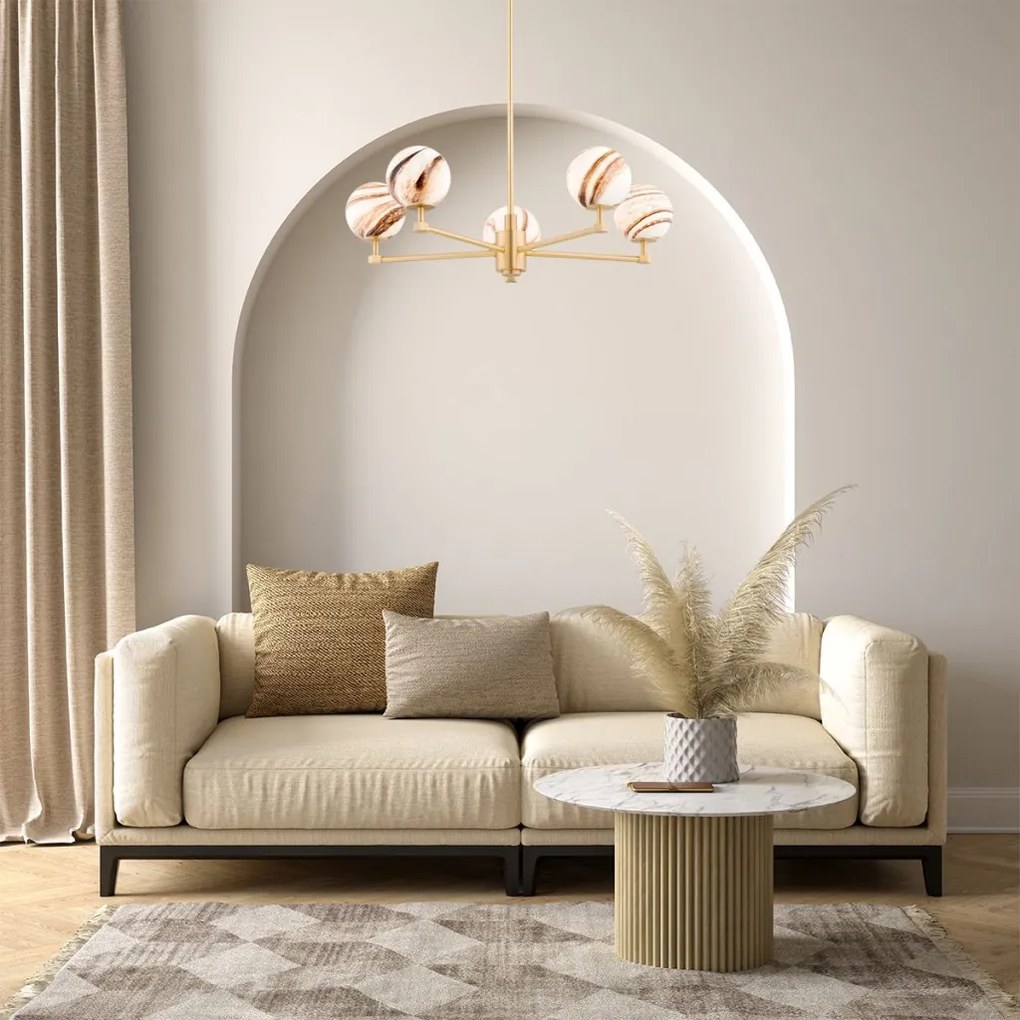 ARGON 2179 ARUBA Modern Csillár Üveggolyó, Csiszolt Sárgaréz E14 IP20