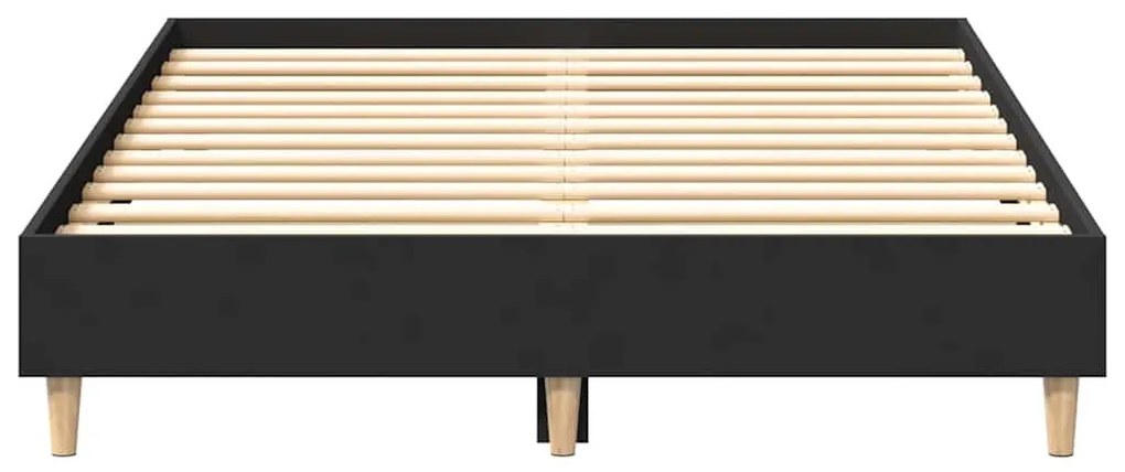 fekete szerelt fa ágykeret matrac nélkül 120 x 190 cm