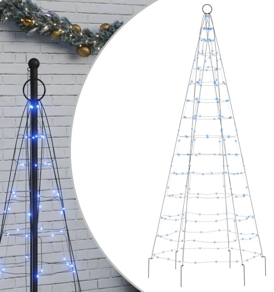 kék LED karácsonyfa zászlórúdra 200 LED 180 cm