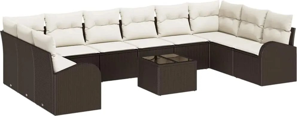 vidaXL Kanapé Szett párnával 11 pcs Barna Polyrattan