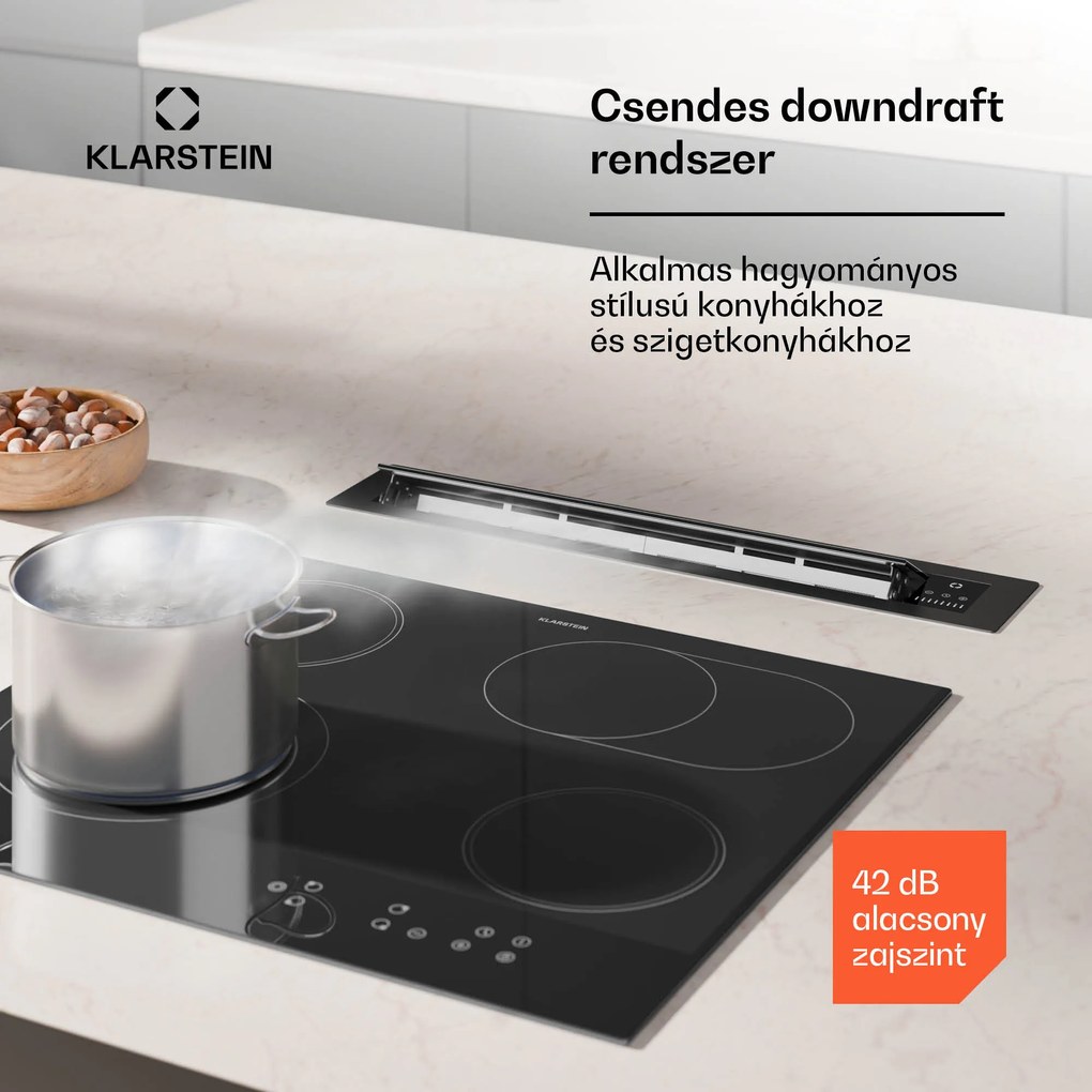 Klarstein Brisa páraelszívó, kihúzható, 710 m³/h, A+, LED, 42 dB, elszívó/recirkulációs üzemmód