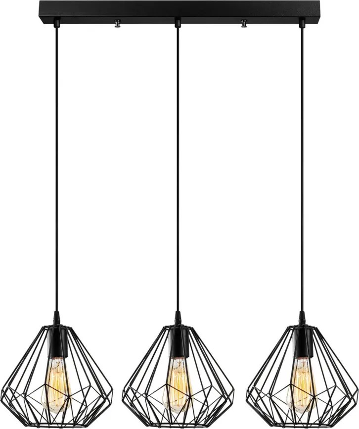Berceste függőlámpa 3x, fekete