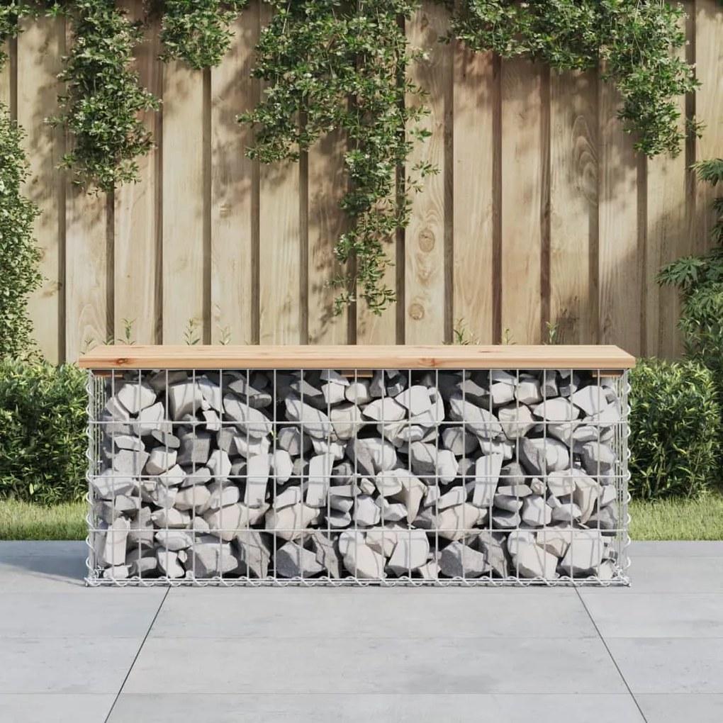 vidaXL tömör fenyőfa gabion kerti pad 103x31,5x42 cm