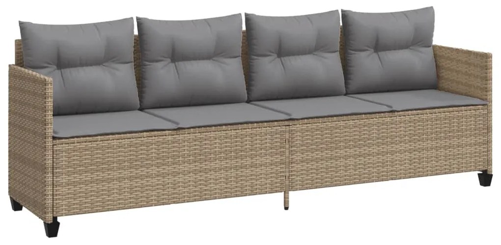 Bézs polyrattan napozóágy párnával
