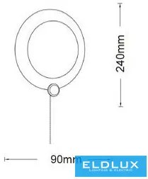 UNIVERSO Fali lámpa húzókapcsolóval 10w 550lm CCT.kap IP20 Fekete D249x90mm