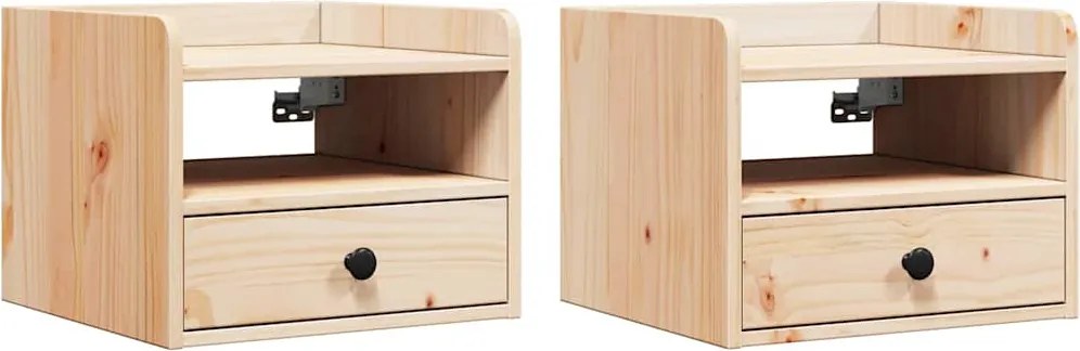 vidaXL Éjjeli asztal 2 pcs Barna 38 x 36 x 29,5 cm Tömör fenyőfa
