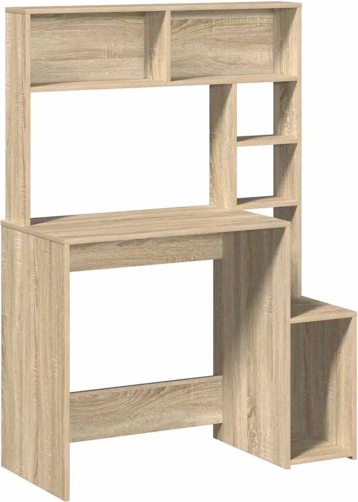 vidaXL sonoma tölgy szerelt fa íróasztal polcokkal 100x45x140 cm