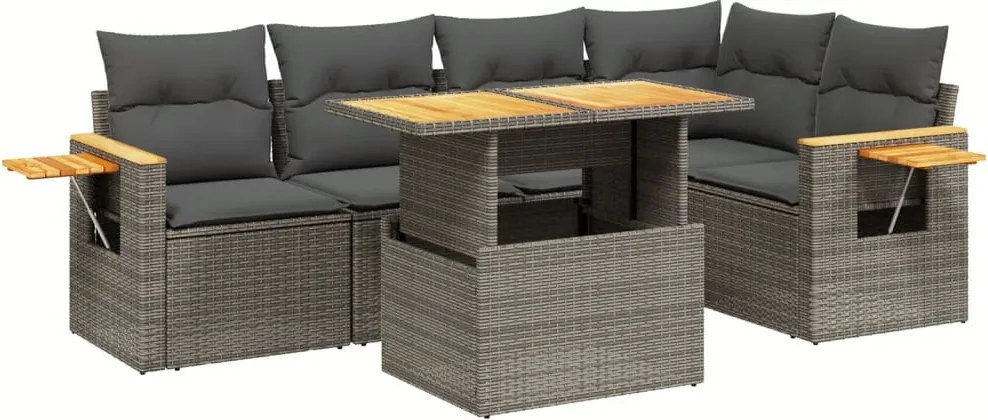 vidaXL 6 részes szürke polyrattan kerti ülőgarnitúra párnákkal