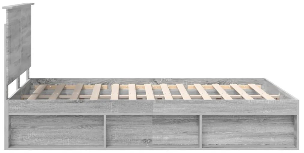 vidaXL Ágykeret fejtámlával Szürke Sonoma 160 x 200 cm Tömör fenyőfa