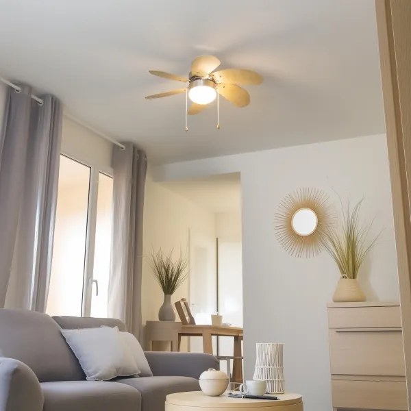 ZEVENTI - Mennyezeti ventilátor FAMARA 1xE14/60W/230V bézs