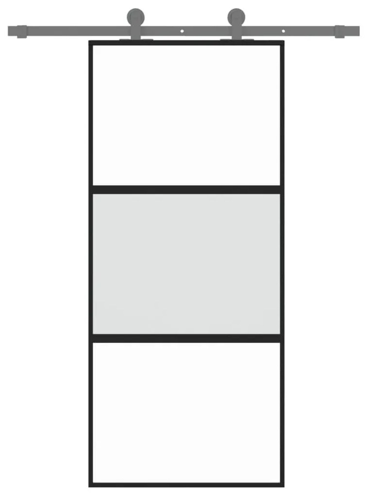 Fekete edzett üveg és alumínium tolóajtó 90 x 205 cm