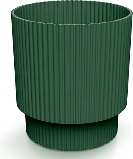 Zöld bordázott virágtartó műanyag lábbal 13,8x12,8 cm fedő