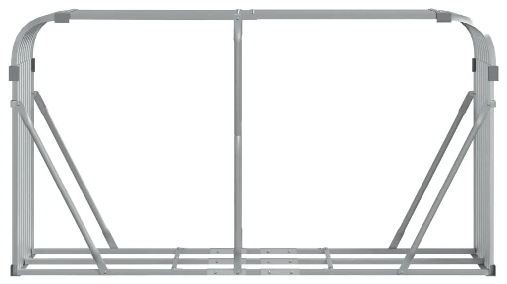 ezüstszínű horganyzott acél rönktartó 180 x 45 x 100 cm