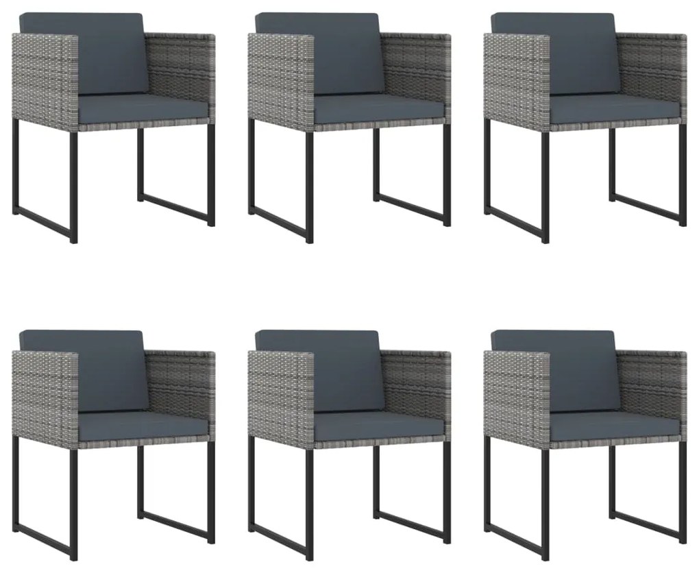 vidaXL 11 részes szürke polyrattan kerti étkezőszett párnákkal