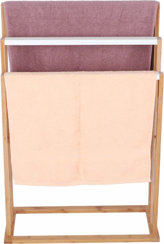 Törülközőtartó, bambusz/fehér, KOMO NEW