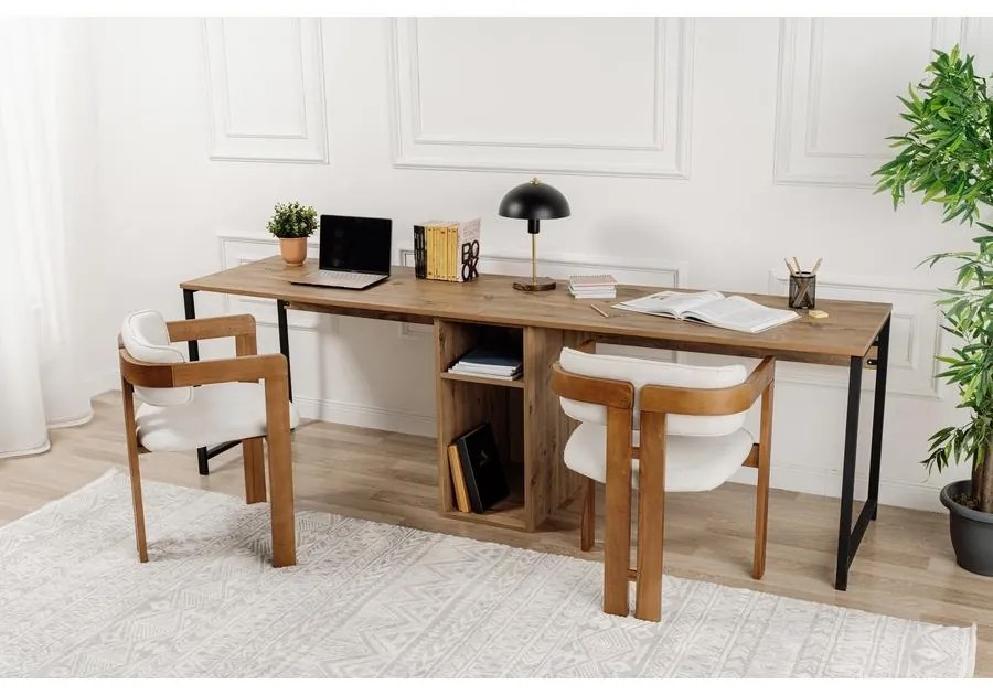 Íróasztal Twin Study Desk - Atlantic Pine, Fekete