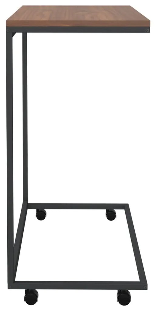 Fekete szerelt fa kisasztal kerekekkel 55x35x70 cm