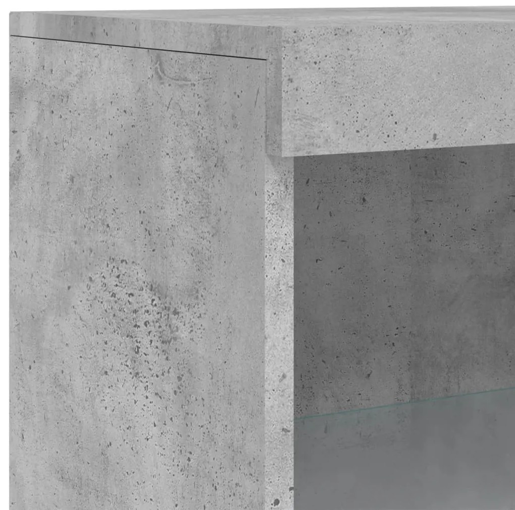 betonszürke tálalószekrény LED-világítással 60,5 x 37 x 100 cm
