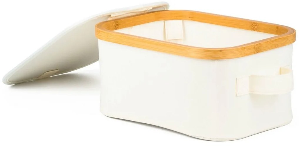 G21 tárolódoboz 24 x 30 x 15 cm, bambusz, fedéllel, bézs