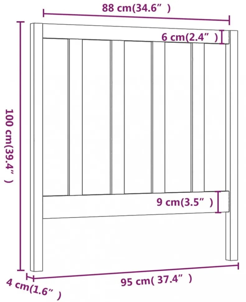 fehér tömör fenyőfa ágy fejtámla 95 x 4 x 100 cm