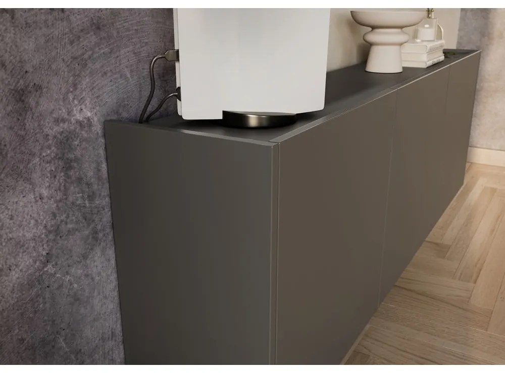 Antracitszürke TV-állvány 138x45 cm Piana – Germania