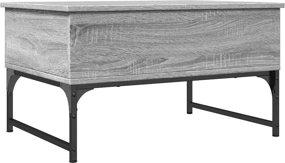 vidaXL szürke sonoma szerelt fa és fém dohányzóasztal 70 x 50 x 40 cm