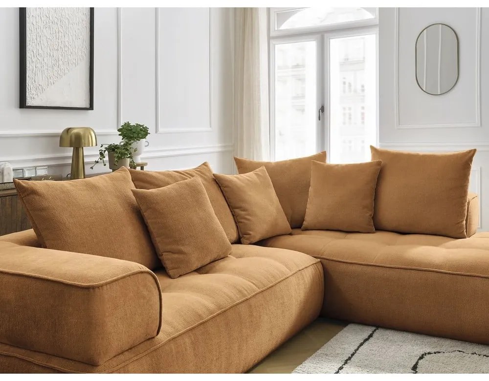 Mustársárga zsenília sarokkanapé (bal oldali-L alakú) Whesley – Bobochic Paris