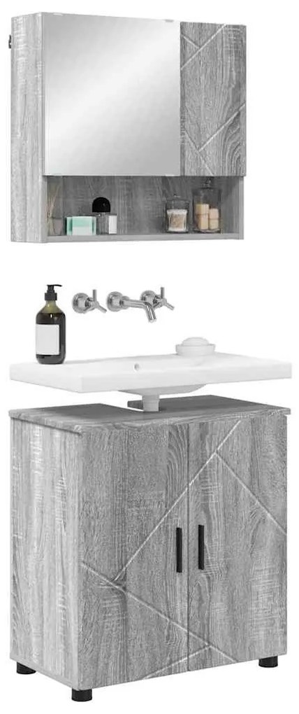 Fürdőszoba bútor szett 2 pcs Szürke sonoma 61 x 35 x 64 cm