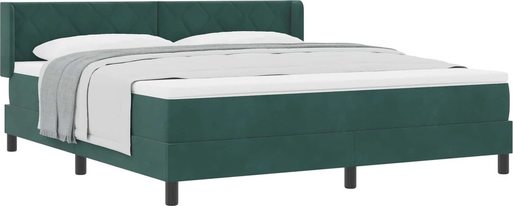 vidaXL Boxrugós ágy matracmal Sötétzöld 200 x 180 cm Poliészter