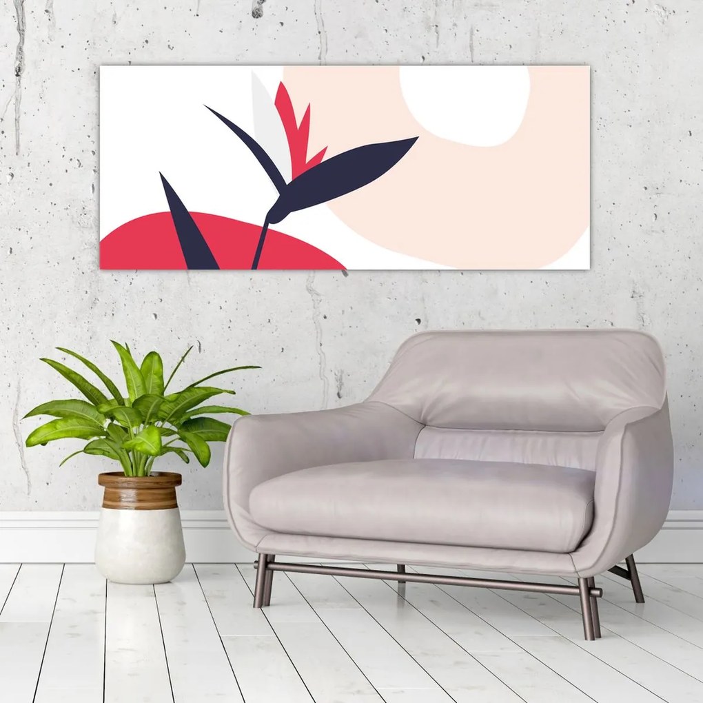 Kép - Rózsaszín virágos absztrakció N⁰1 (120x50 cm)
