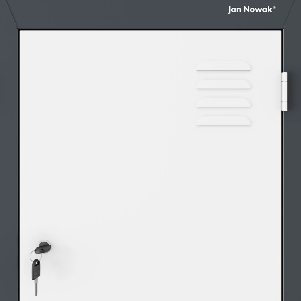 „L” típusú fémszekrény JULIA, 800 x 1850 x 450 mm, antracit-fehér