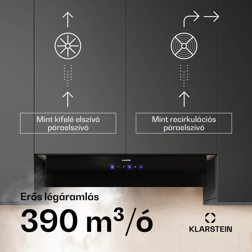 Klarstein Ventimate páraelszívó, érintéses vezérlés, elszívás/keringtetés, EEK A+, 3 szint, LED, csendes