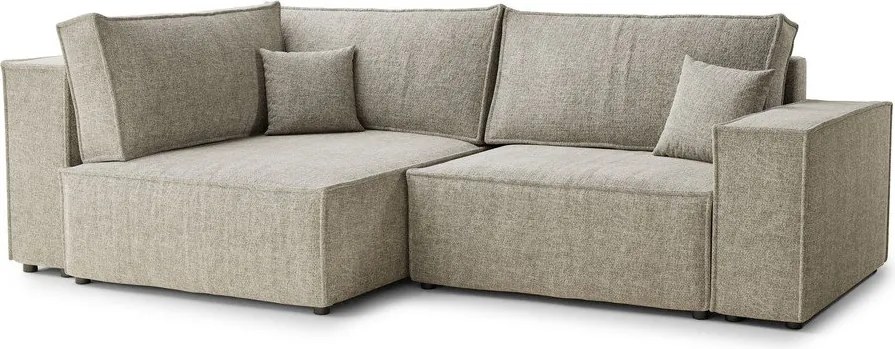 Bézs zsenília kinyitható-tárolóhelyes sarokkanapé (bal oldali-L alakú) Tonga – Maison de Rêve