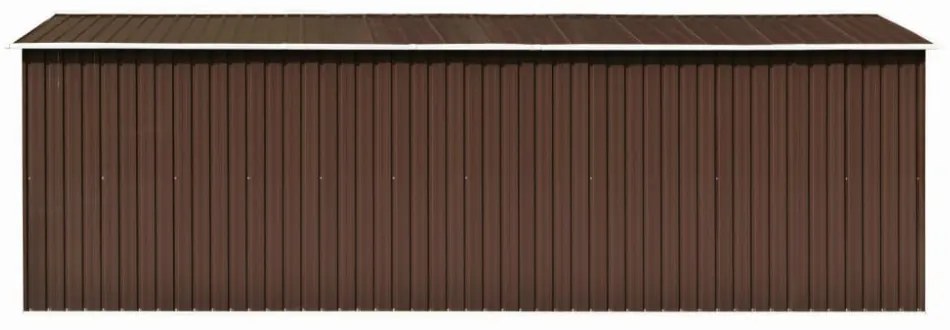 barna fém kerti fészer 257 x 580 x 181 cm