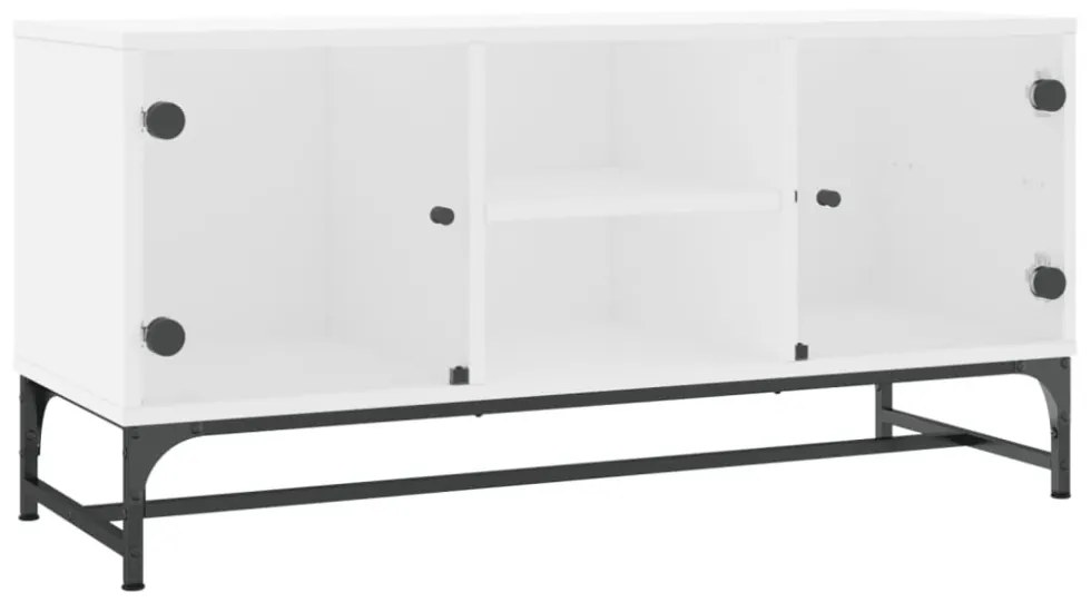 fehér TV-szekrény üvegajtókkal 102 x 37 x 50 cm