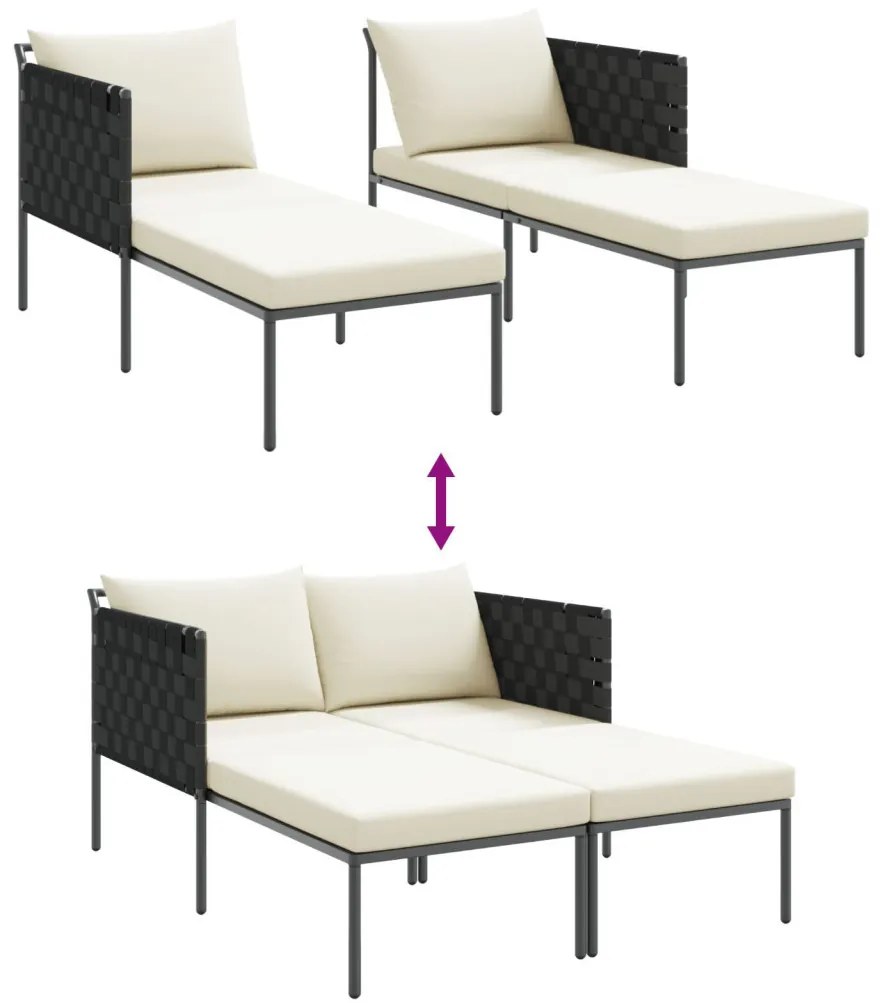 Napozóágy párnákkal 2 fő részére Anthracite 115x153x69,5 cm Acél