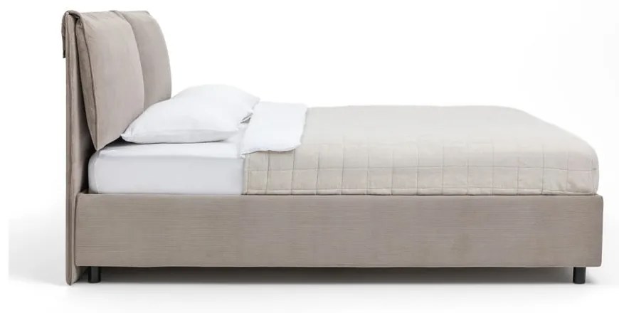 Kárpitozott franciaágy taupe színű, tárolóhellyel, matraccal/ráccsal 180x200 cm Myra Pillow - Bonami Selection