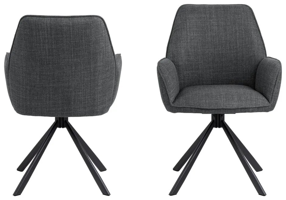 Sötétszürke kárpitozott karfás étkezőfotel szett 2 db-os Glenda – Actona