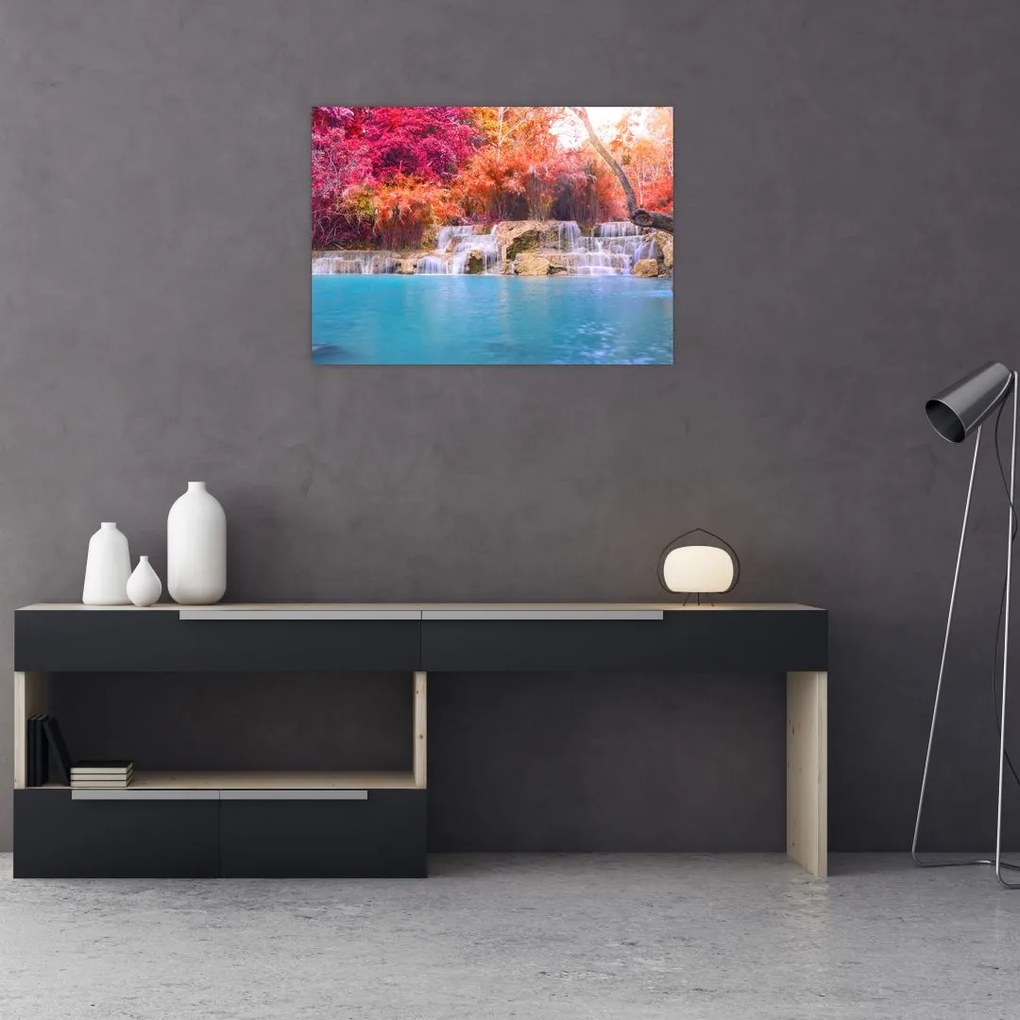 Türkiz lagúna, Laosz, Tat Kuang Si képe (70x50 cm)