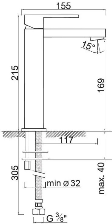 AREZZO design Rhodefield magasított mosdó csaptelep fekete