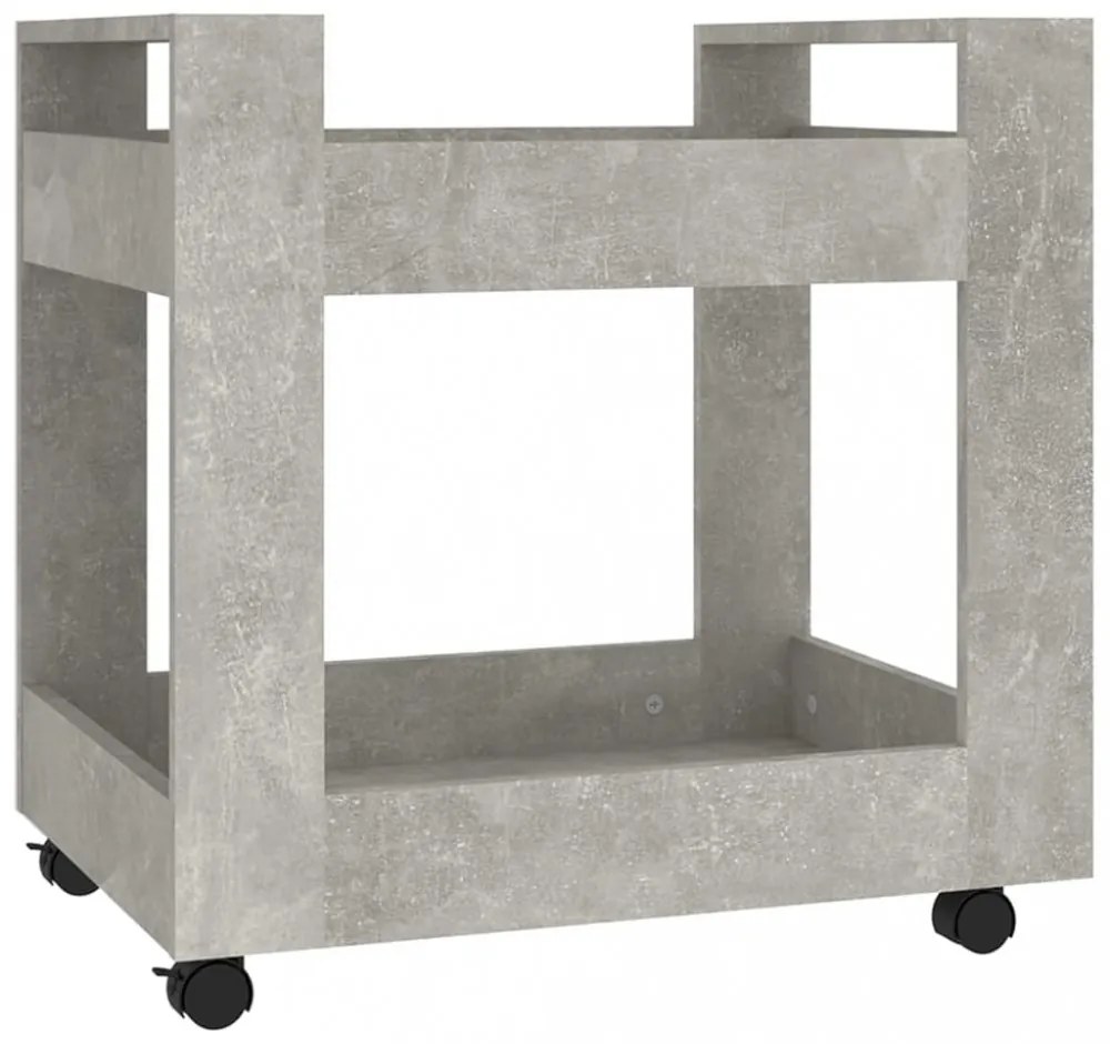 betonszürke szerelt fa asztal-kocsi 60 x 45 x 60 cm