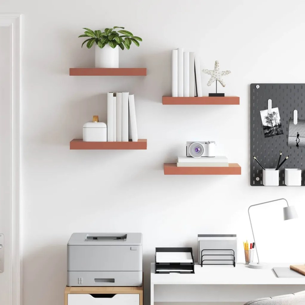 Falpolc Falra szerelhető 4 pcs Piros 40 x 23,5 x 4 cm Faanyag