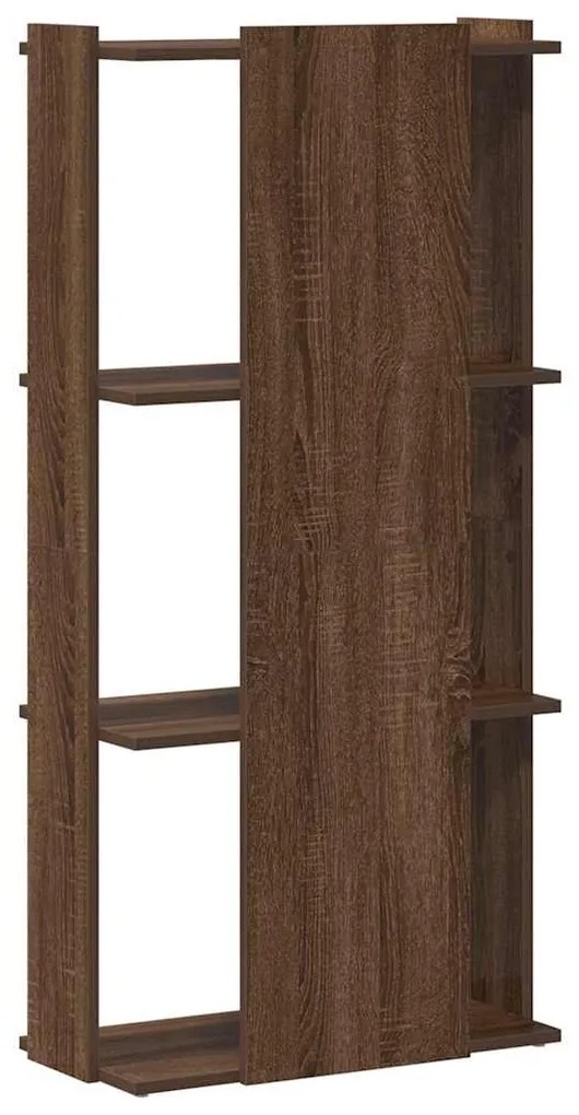3 szintes barna tölgy színű szerelt fa könyvespolc 60x30x120 cm