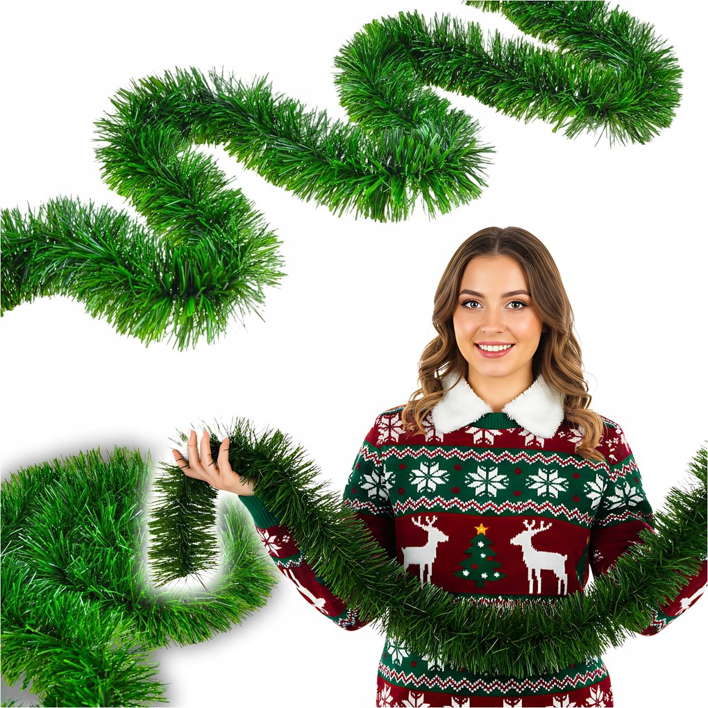 Karácsonyi Karácsonyfa Füzér 5m 10 cm Karácsonyfa Lánc Zöld 500 cm