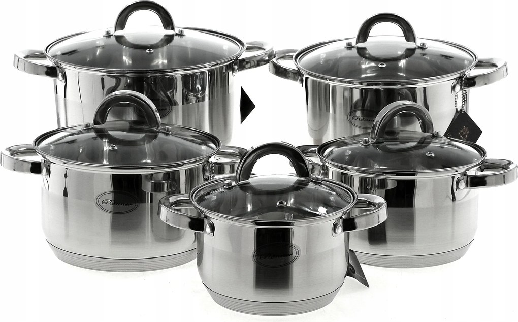 Edénykészlet Edények Készlet 10 db-os Rozsdamentes Acél Indukciós Gáz TW223