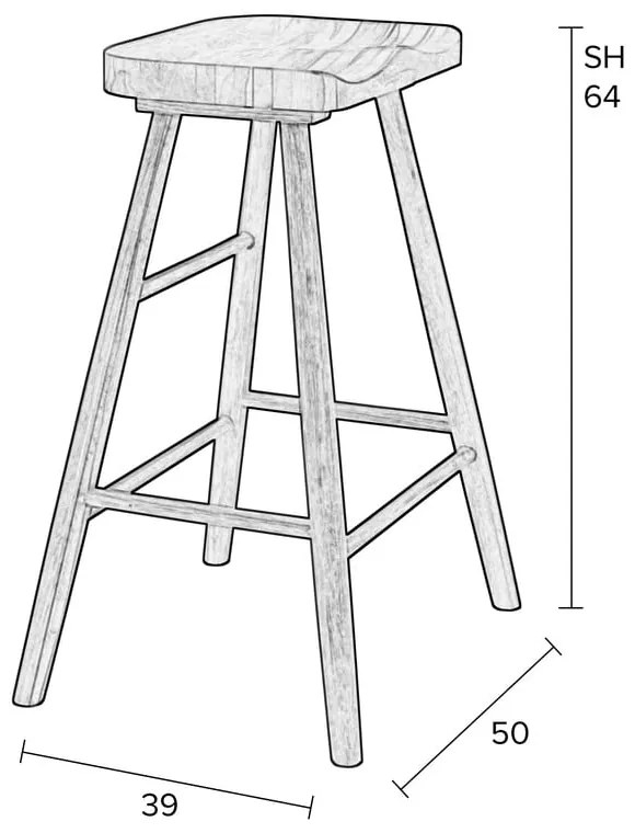 Fekete tölgyfa bárszék (ülésmagasság 65,5 cm) Vander – White Label
