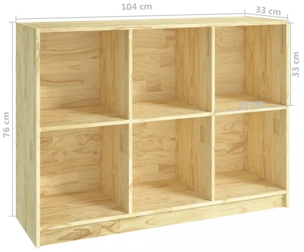 tömör fenyőfa könyvszekrény 104 x 33 x 76 cm