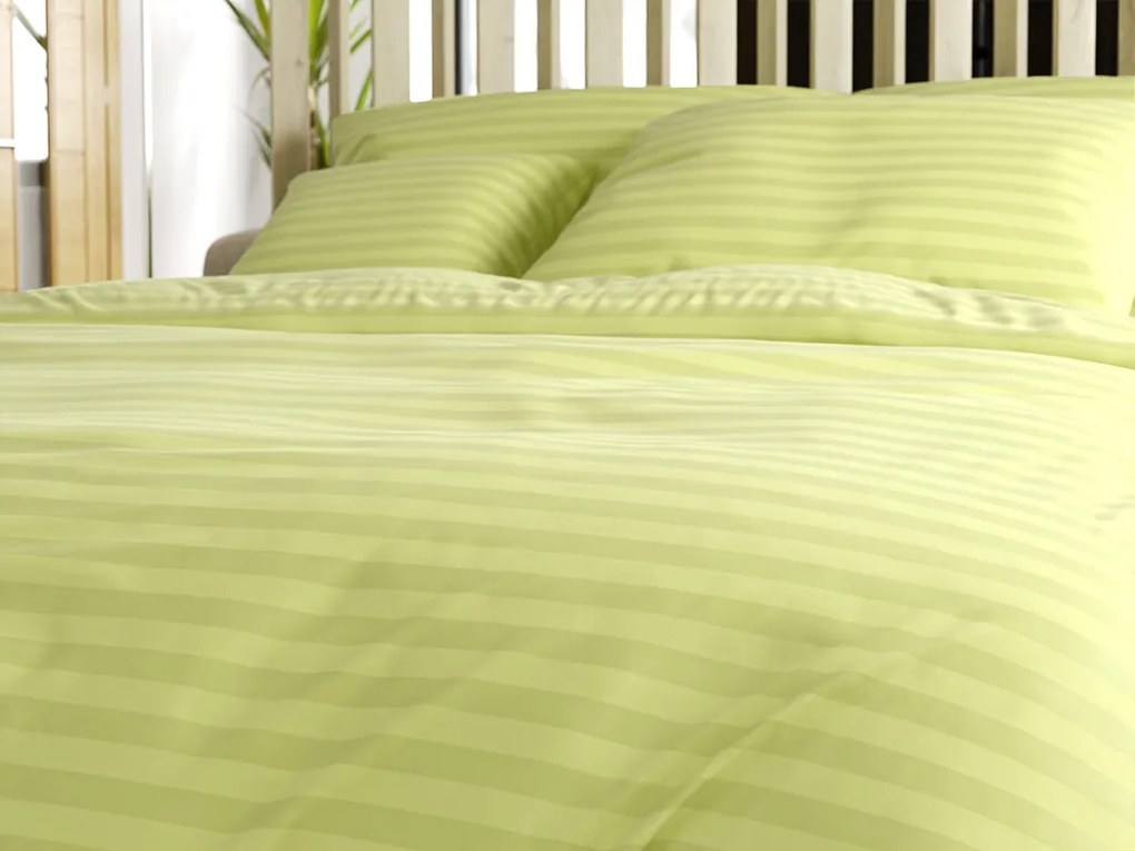 JASMINE mikroszálas szállodai ágyneműhuzat, pisztácia színű – 2 cm-es csíkos Ágyneműhuzat mérete: 70 x 90 cm | 140 x 200 cm