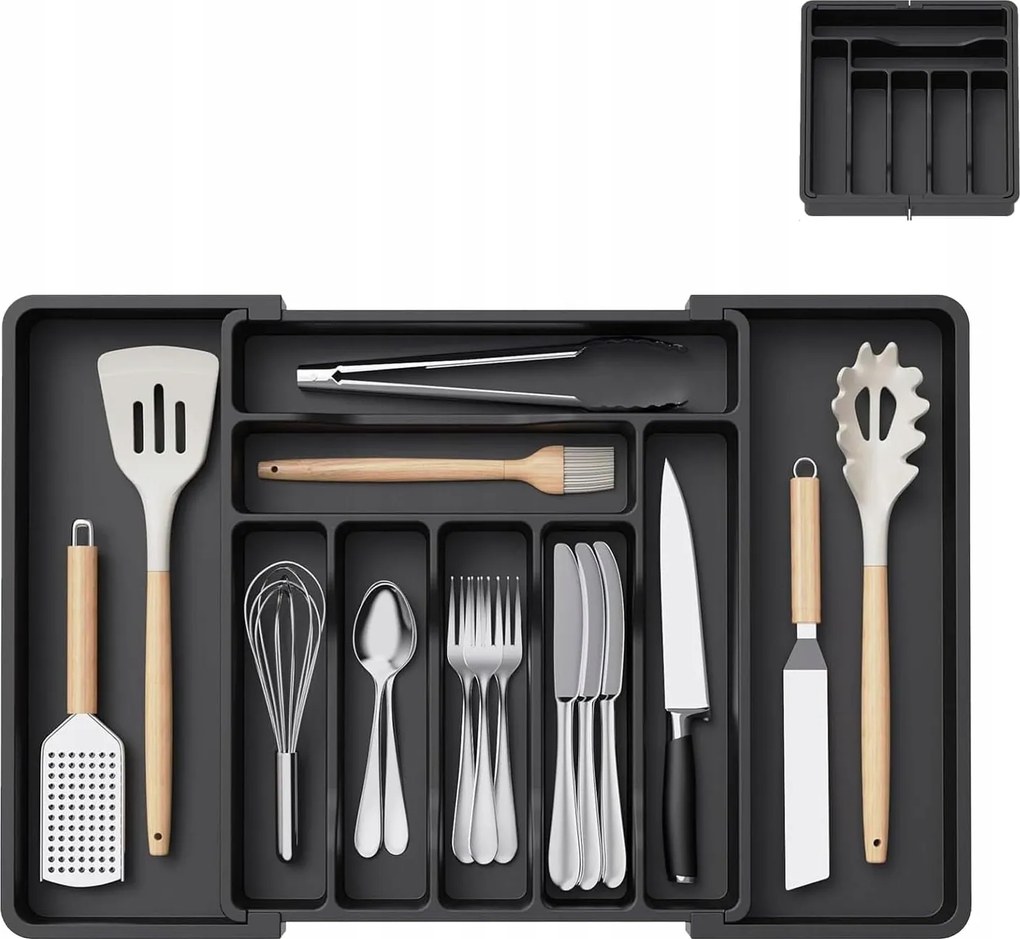 Állítható Konyhai Szervező Evőeszközöknek Fiókba 33-57 cm 8 rekesszel